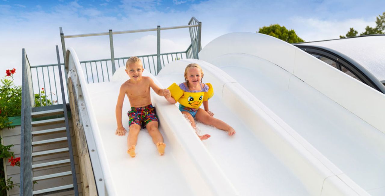 Waterslide in France campsite